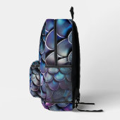 Blaue und Lila Gradient Dragon Scales Bedruckter Rucksack (Rechts)