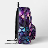 Blaue und Lila Gradient Dragon Scales Bedruckter Rucksack (Links)