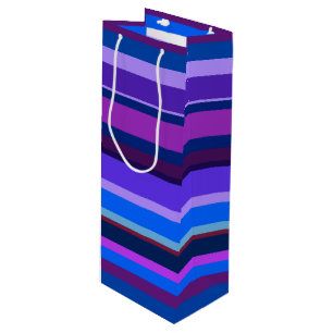 Blaue und lila horizontale Streifen Geschenktüte Für Weinflaschen