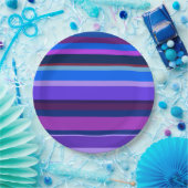 Blaue und lila horizontale Streifen Pappteller (Party)