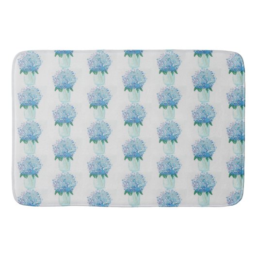 Blaue und Lila Hydrangea Badematte (Vorderseite)