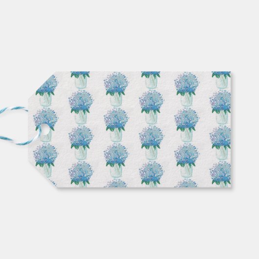 Blaue und Lila Hydrangea Geschenkanhänger (Rückseite Horizontal)