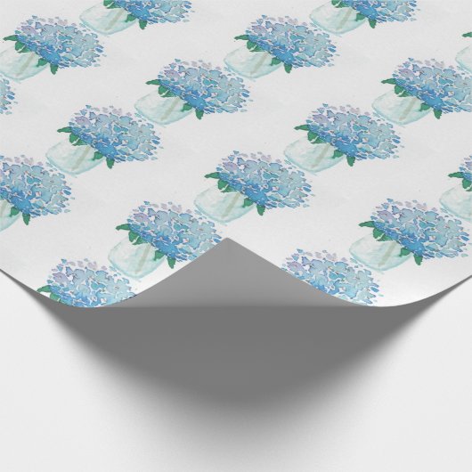 Blaue und Lila Hydrangea Geschenkpapier (Ecke)