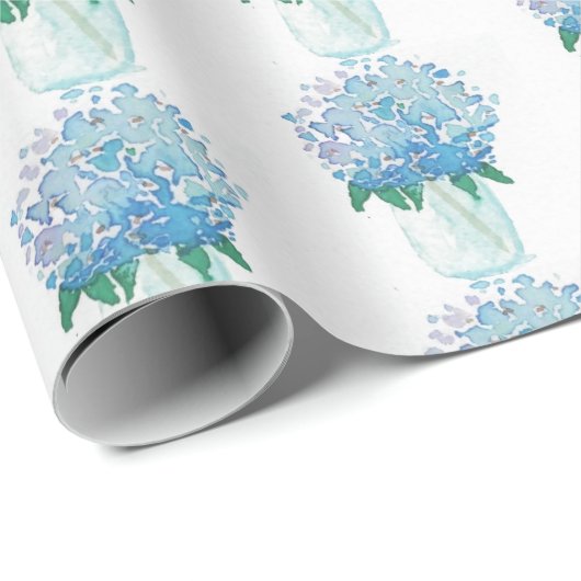 Blaue und Lila Hydrangea Geschenkpapier (Rolleneckpunkt)