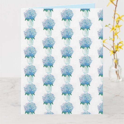 Blaue und Lila Hydrangea Karte (Gelbe Blume)