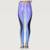 Blaue und Lila Leggings mit schwarzen Streifen (Vorderseite)