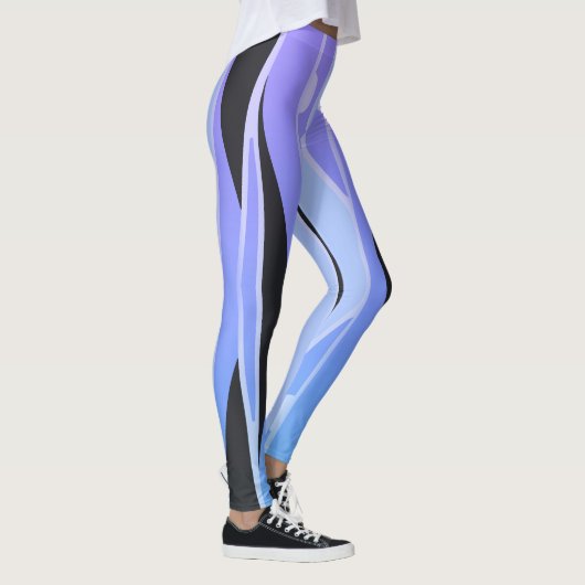Blaue und Lila Leggings mit schwarzen Streifen (Rechts)
