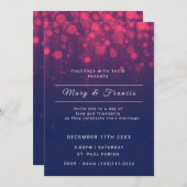 Blaue und Lila Lichter und Hochzeiten von Glitzer Einladung (Vorne/Hinten)