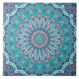 Blaue und Lila Mandala Kaleidoscope Medallion Fliese