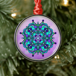 Blaue und Lila Mandala Keramik Ornament