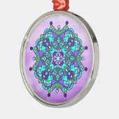 Blaue und Lila Mandala Keramik Ornament (Links)