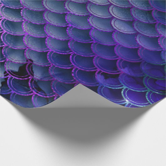 Blaue und Lila Mermaid-Skala Geschenkpapier (Ecke)