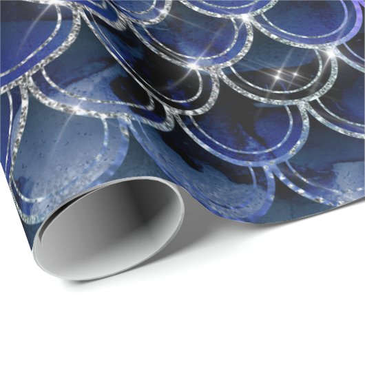 Blaue und Lila Mermaid-Skala Geschenkpapier (Rolleneckpunkt)