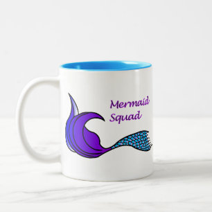 Blaue und Lila Mermaid-Squad-Tasse Zweifarbige Tasse