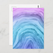 Blaue und Lila Ombre Agate Wasserfarben Kunst und Postkarte (Vorne/Hinten)