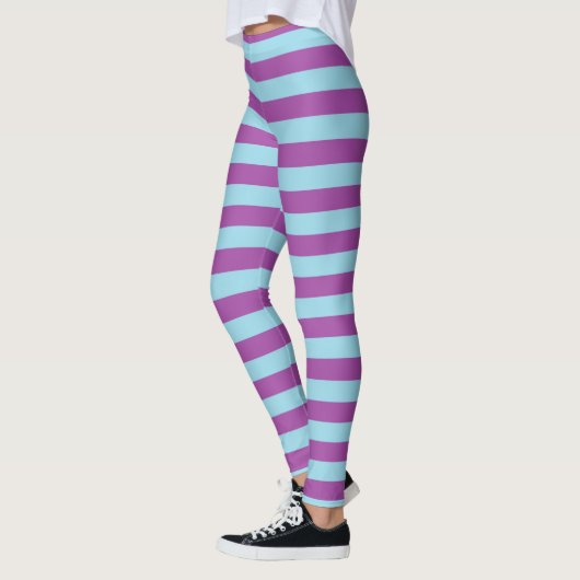 Blaue und lila Pastellstreifen Leggings (Links)