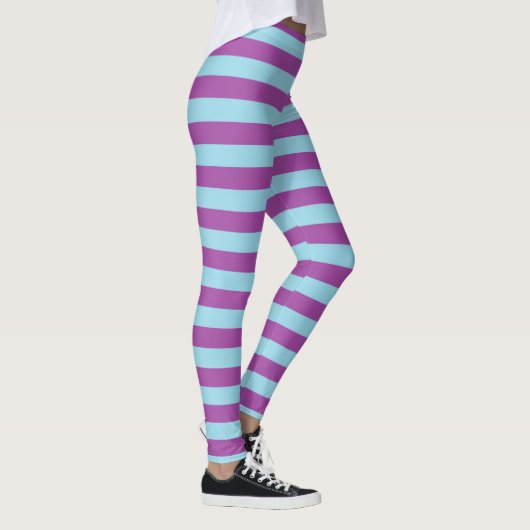 Blaue und lila Pastellstreifen Leggings (Rechts)