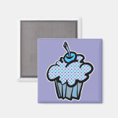 Blaue und lila Polka dots cupcake Magnet (Vorderseite/Rückseite)