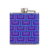 Blaue und lila Quadratzwaagen Flachmann (Rückseite)