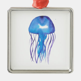 Blaue und lila Quallen Ornament Aus Metall