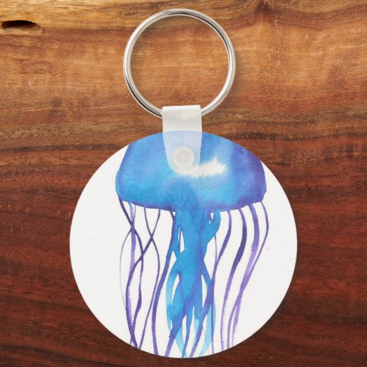 Blaue und Lila Quallen Schlüsselanhänger (Vorderseite)