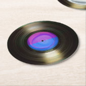 Blaue und Lila Retro-Vinyl-Aufnahme Runder Pappuntersetzer (Angewinkelt)