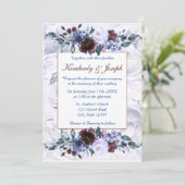 Blaue und Lila Rose Einladung Hochzeiten (Stehend Vorderseite)