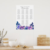 Blaue und lila Rose. Hochzeitstabelle Poster (Küche)