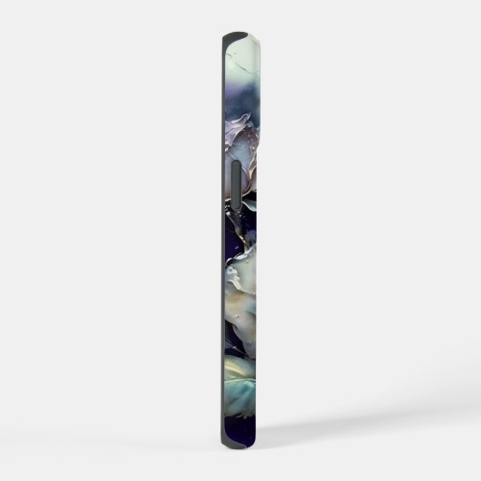 Blaue und Lila Rose iPhone 15 Hülle (Rechte Seite)