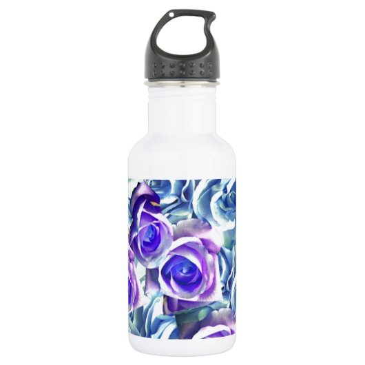 Blaue und Lila Rose Trinkflasche (Vorderseite)