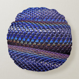 Blaue und lila Schlange Rundes Kissen