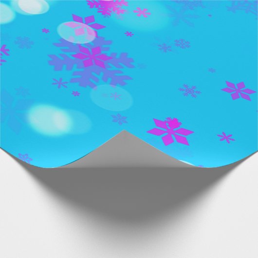 Blaue und Lila Schneeflocke Geschenkpapier (Ecke)