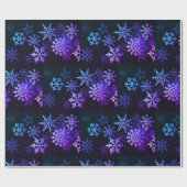 Blaue und Lila Schneeflocken Geschenkpapier (Flach)