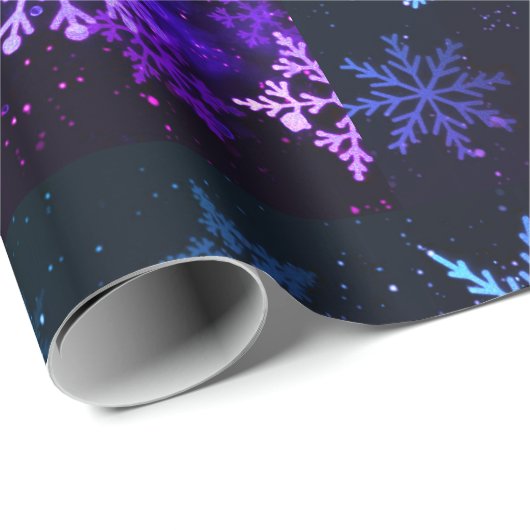 Blaue und Lila Schneeflocken Geschenkpapier (Rolleneckpunkt)