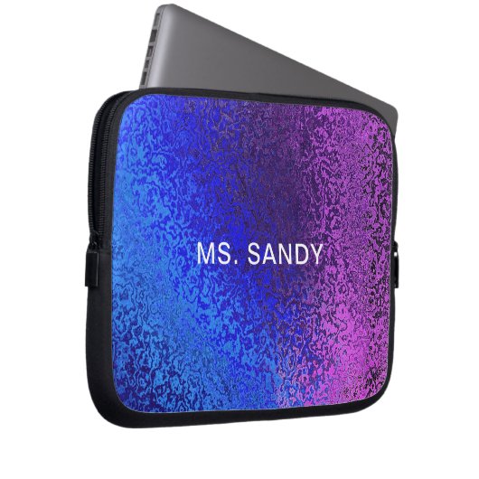 Blaue und Lila Shiny Shades Abstrakter Name Laptopschutzhülle (Vorne Rechts)
