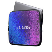 Blaue und Lila Shiny Shades Abstrakter Name Laptopschutzhülle (Vorderseite Links)