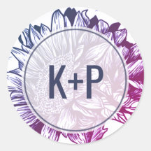 Blaue und Lila Sonnenblumen Hochzeiten Umschlag Au