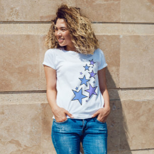 Blaue und Lila Sterne T-Shirt