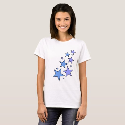 Blaue und Lila Sterne T-Shirt (Vorne ganz)