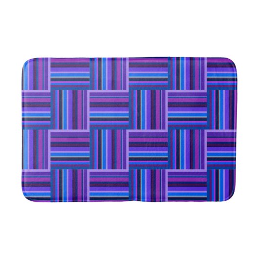 Blaue und lila Streifen Badematte (Vorderseite)
