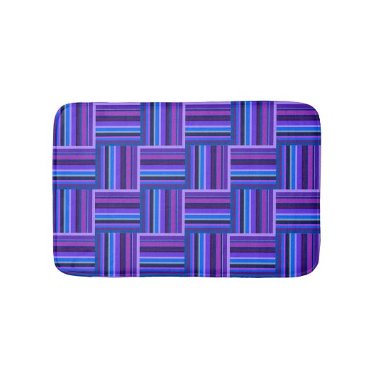 Blaue und lila Streifen Badematte (Vorderseite)