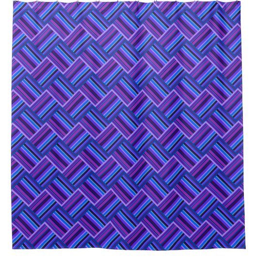 Blaue und lila Streifen Duschvorhang (Vorderseite)