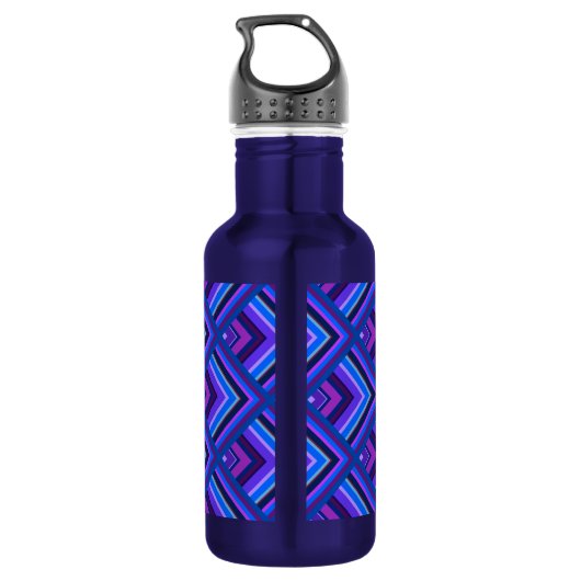 Blaue und lila Streifen Edelstahlflasche (Rückseite)