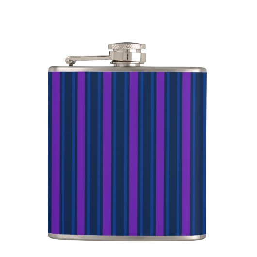 Blaue und lila Streifen Flachmann (Vorderseite)
