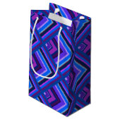 Blaue und lila Streifen Kleine Geschenktüte (Rückseite Schrägansicht)