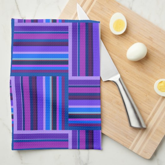 Blaue und lila Streifen Küchentuch (Viertel Falte)