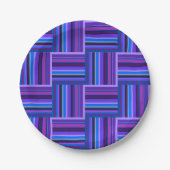 Blaue und lila Streifen Pappteller (Vorderseite)