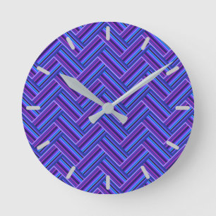 Blaue und lila Streifen Runde Wanduhr