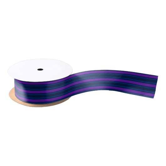 Blaue und lila Streifen Satinband (Spule)