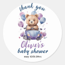 Blaue und lila Teddybärenballons Babydusche